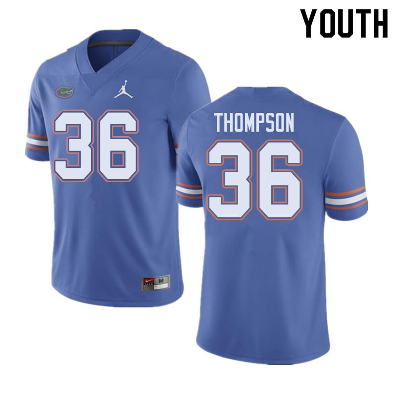 NCAA Florida Gators Trey Thompson Youth #36 Jordan Brand Blue Stitched Authentic College Football Jersey LCA6764GP